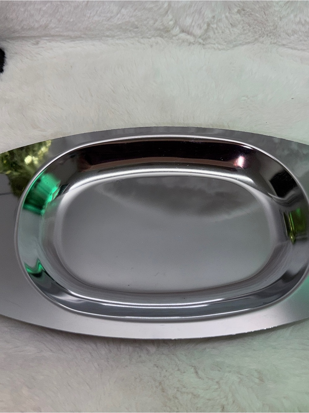 Set of Chrome Serving Tray w/ Burgundy Handles & Chromex 12x6” Serving Dish 🔥 - Picture 5 of 6